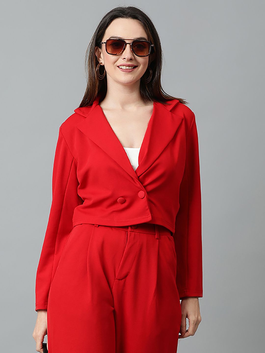 Women Solid Single Breasted Casual Blazer