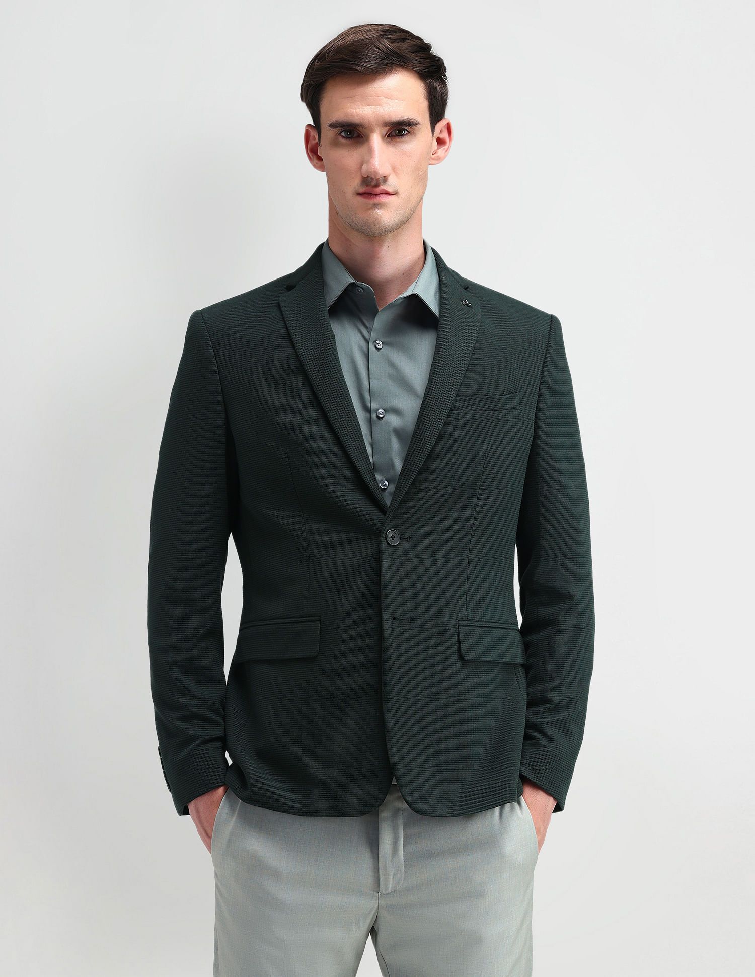 arrow Men Solid Single Breasted Formal Blazer-picture-12