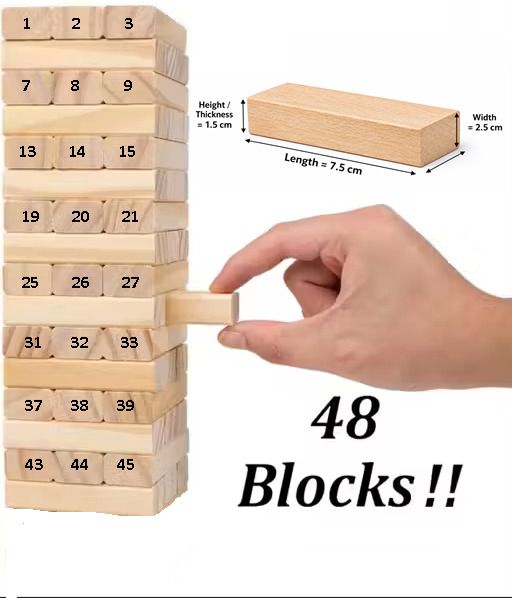 Number Wooden Stacking Tower Game - 48 Blocks-image-48