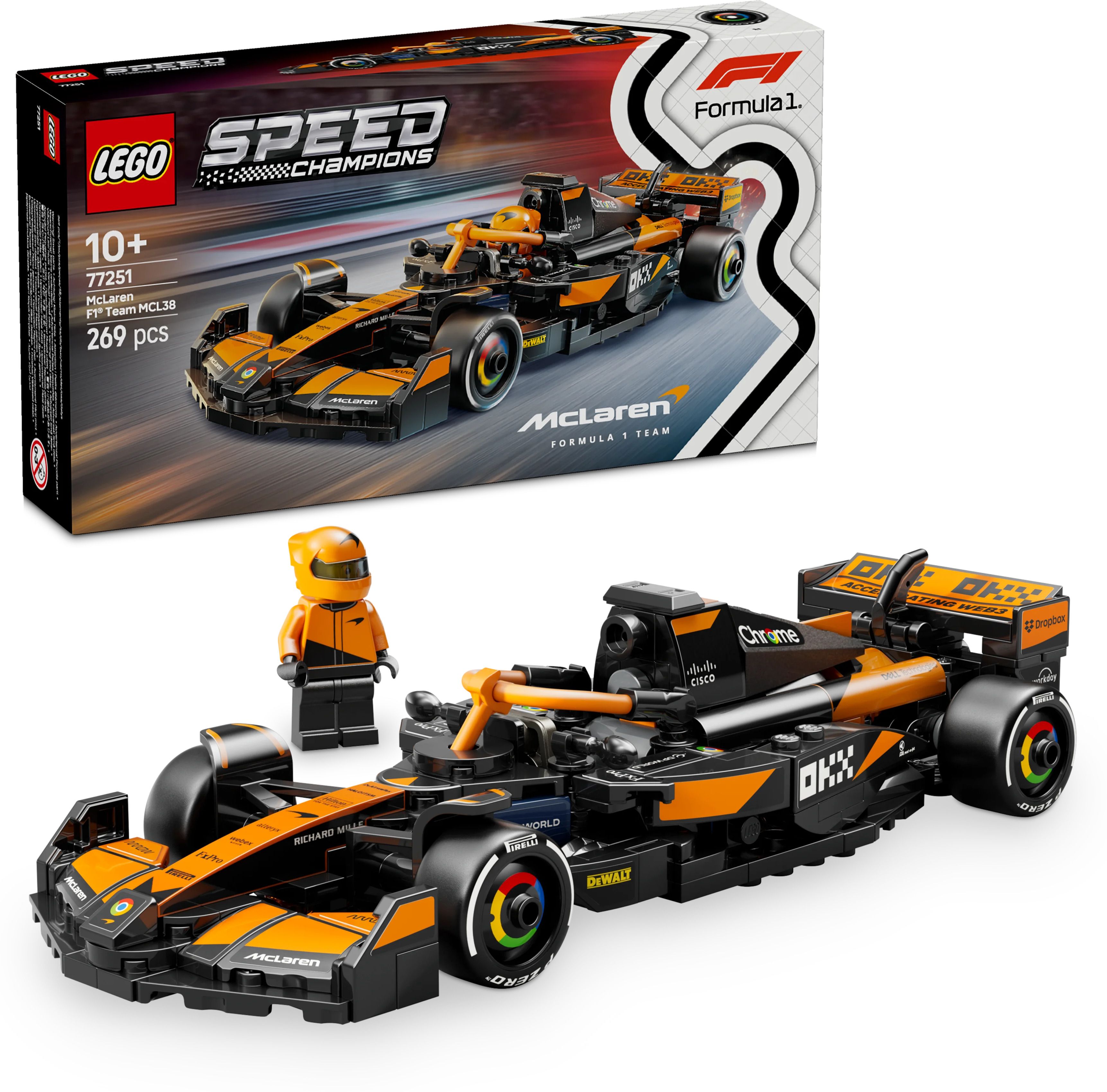 Speed Champions McLaren F1 Team MCL38 Race Car Vehicle Set 77251(269 Blocks)-image-34
