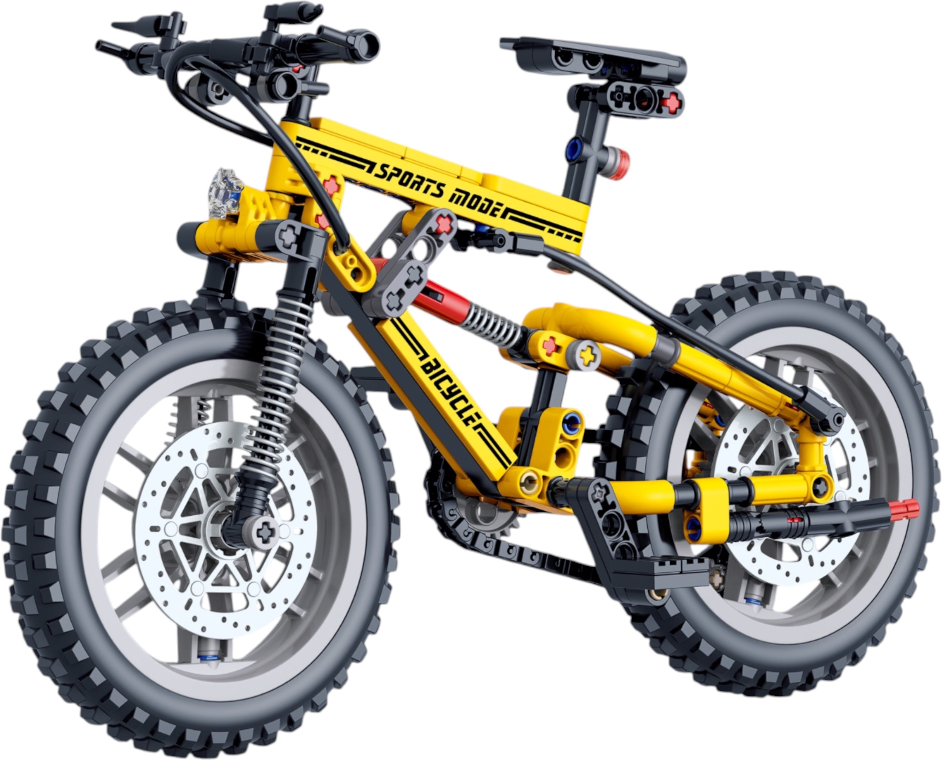 Mountain Bike-Yellow Adventure Building Block Bicycle DIY Construction Toy Model-image-46