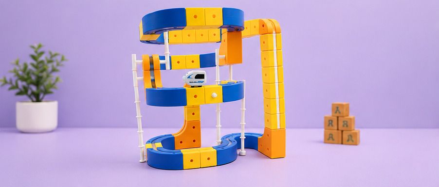 Snap & Build Magnetic Racing Track Kit with Mini Car for Kids 130 Pieces-image-41