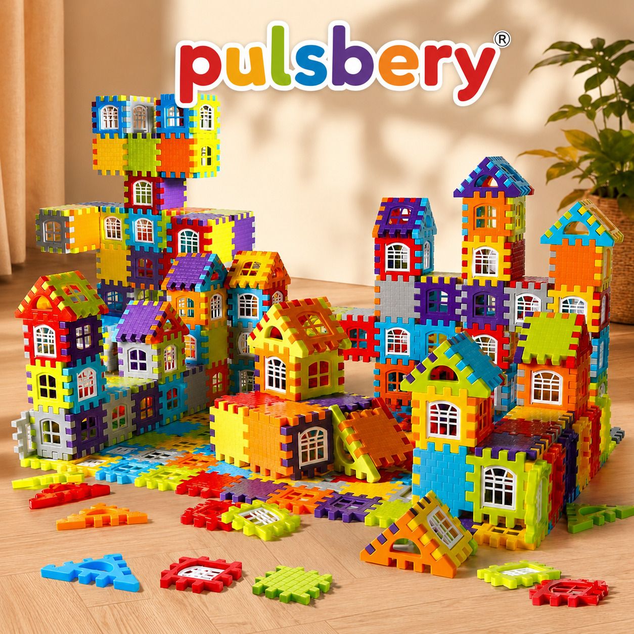 pulsbery 72 Pcs Interlocking Building Blocks House Construction Set-picture-38