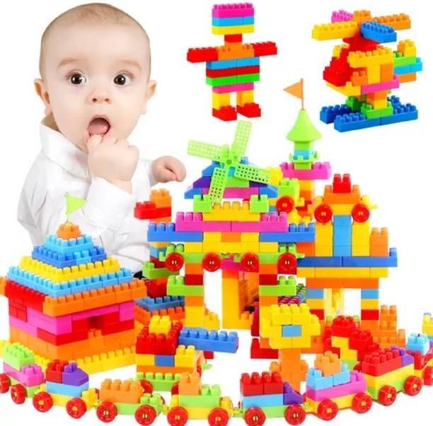 BEST BUY 100+pieces (92 Pieces +8 Tyres)Toys For Kids Skill Development,Hand Eye cordination, Non-Toxic | Brain Building |Creative |Learning toy/toys Improve Logical Thinking And Cognitive Skills Of KidsPuzzle Game Fun Plastic Colorful Pattern House Indoor Outdoor Fun Game-image-10