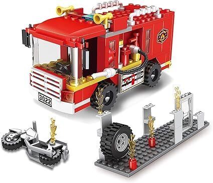 crazybuy 2 in 1 City Fire Truck Fire Station Building Blocks Fire Engine Vehicles Set-picture-16