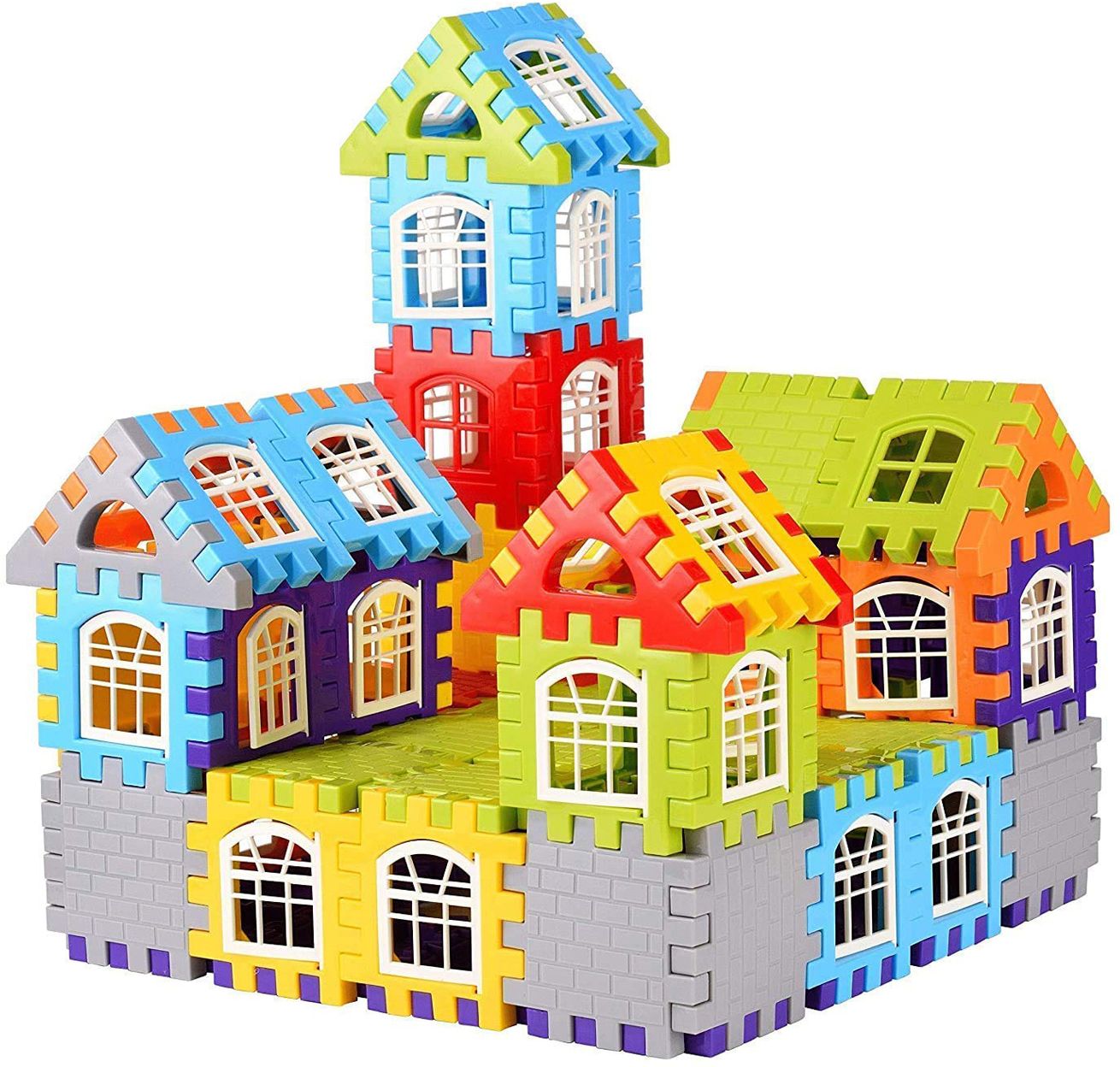 Building Blocks for Kids, (50 Pieces Blocks) House Building Blocks with Windows-image-37