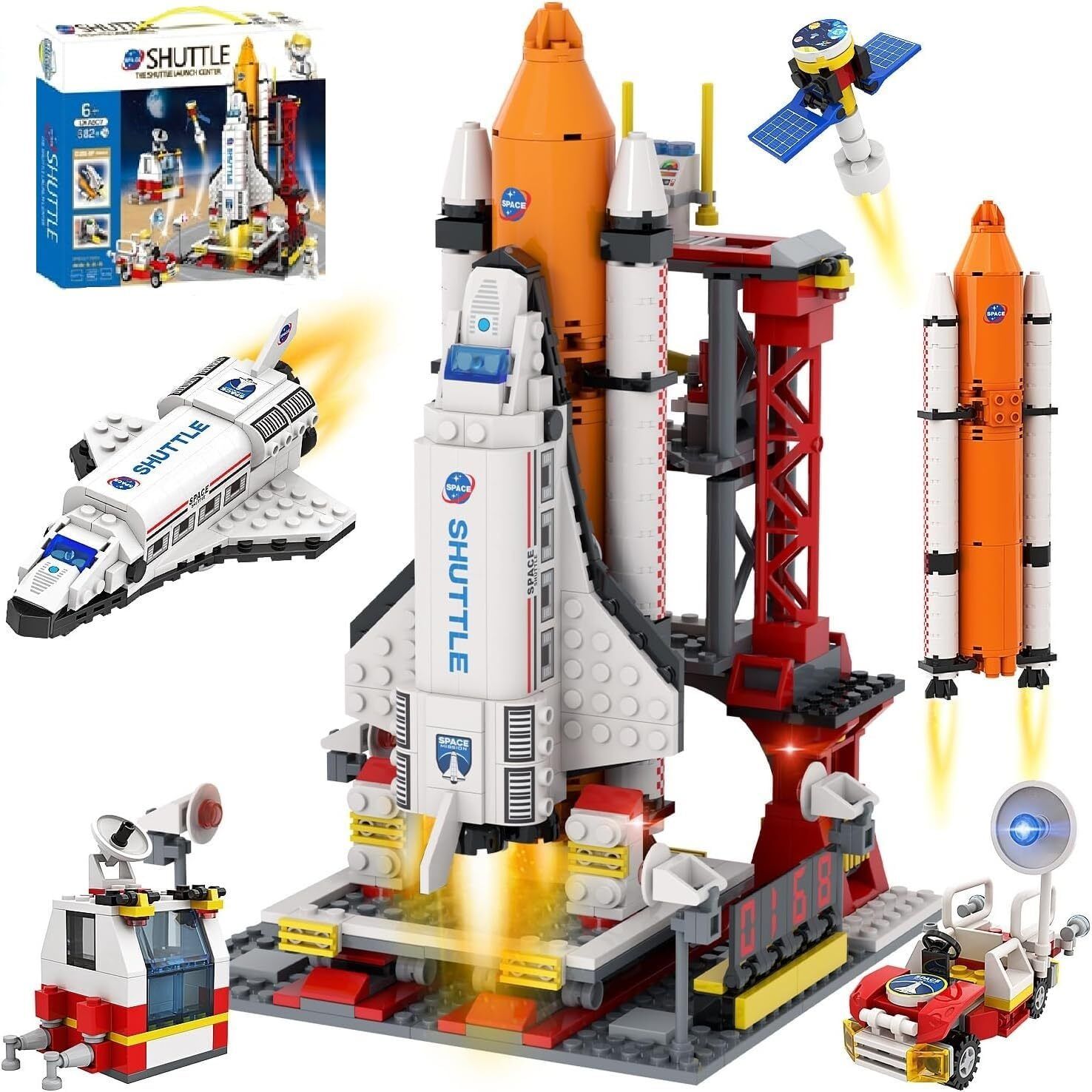 justcraft Space Shuttle Toys Building Sets(682+Pieces), STEM Spaceship Building Kit-picture-15