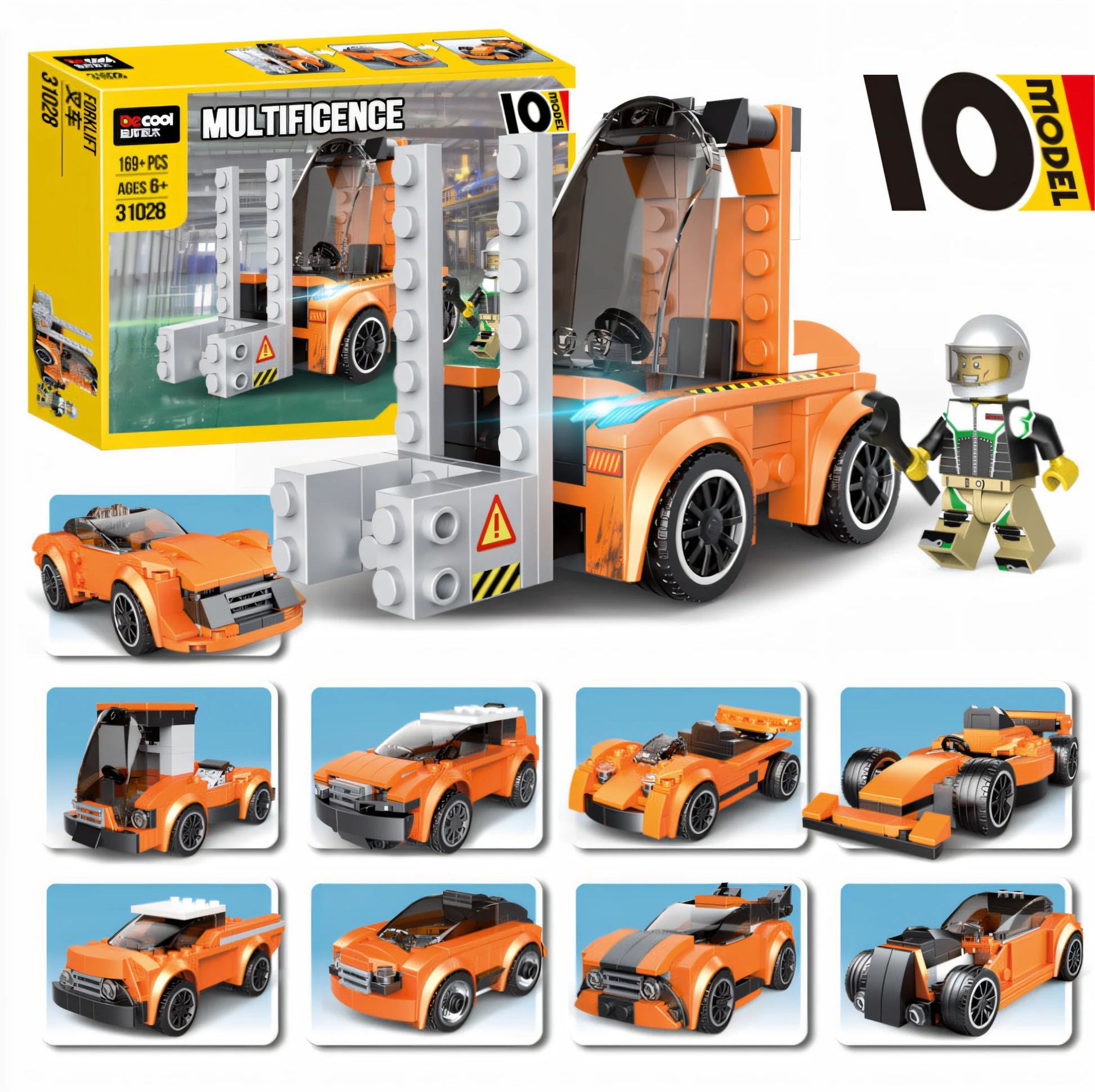 sanchi creation 10 Models Building Blocks Set 169+ Pieces Forklift Mini Cars Realistic Models-picture-18
