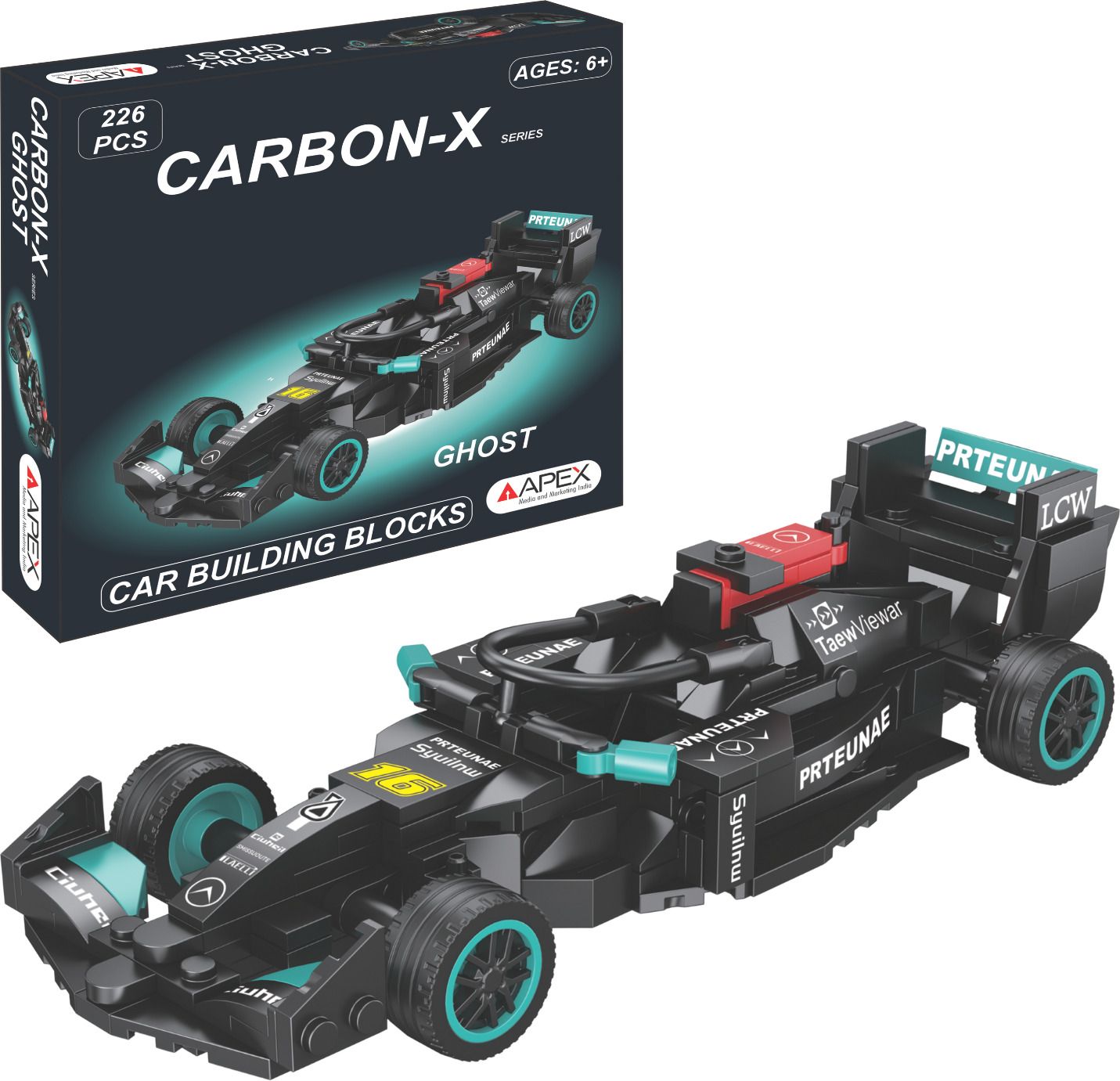 CARBON-X GHOST Car Building Blocks (236 Pcs) | F1 Racing Model Kit for Kids 6+