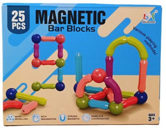 zinnia Magnetic Construction Set, 25 pcs blocks, EducationalToy, Ages 3+(Rods & Balls)-picture-1