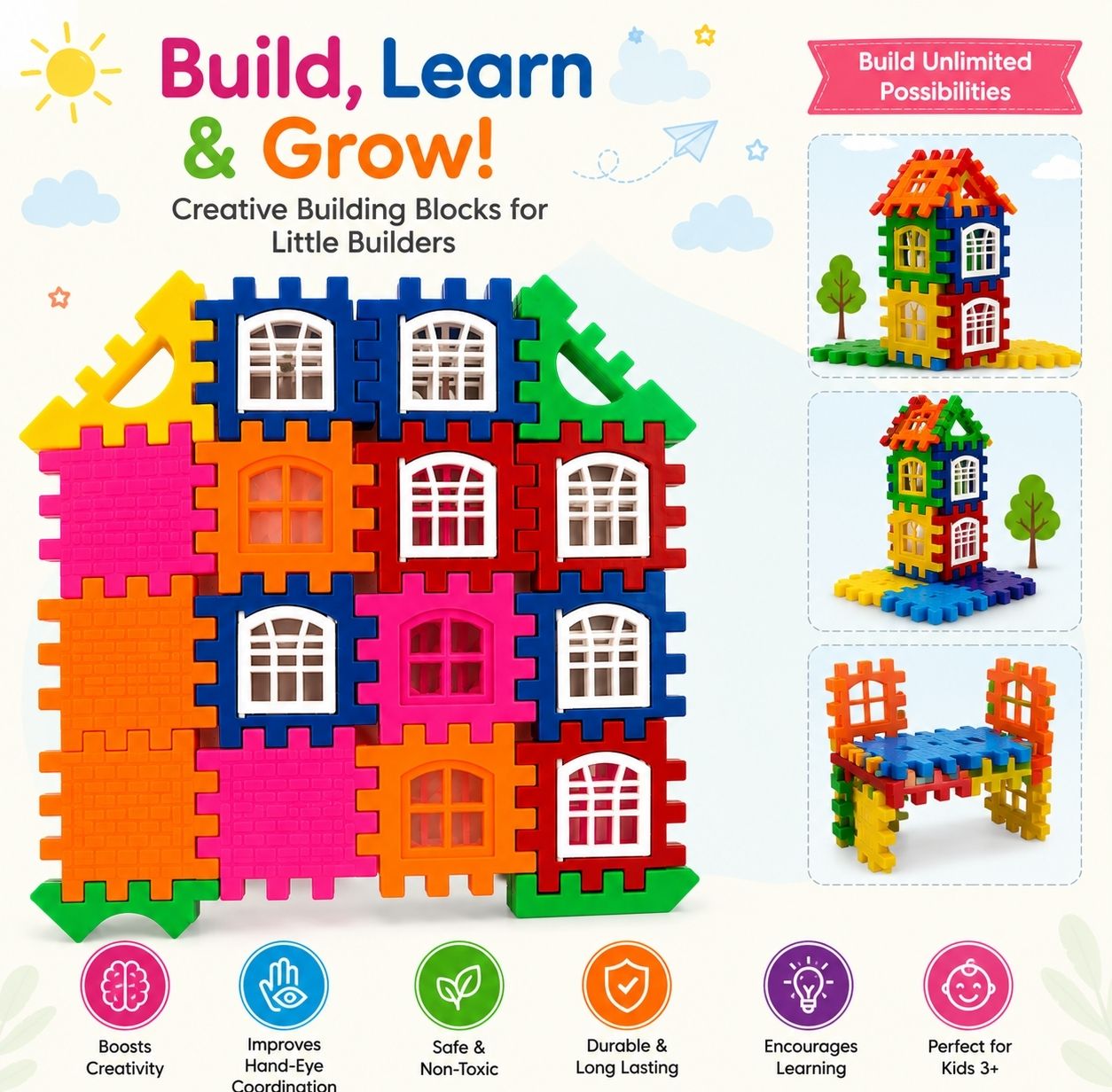 hameri Happy Kitty Building Blocks Kitty House Construction Set Pack of 1-picture-13