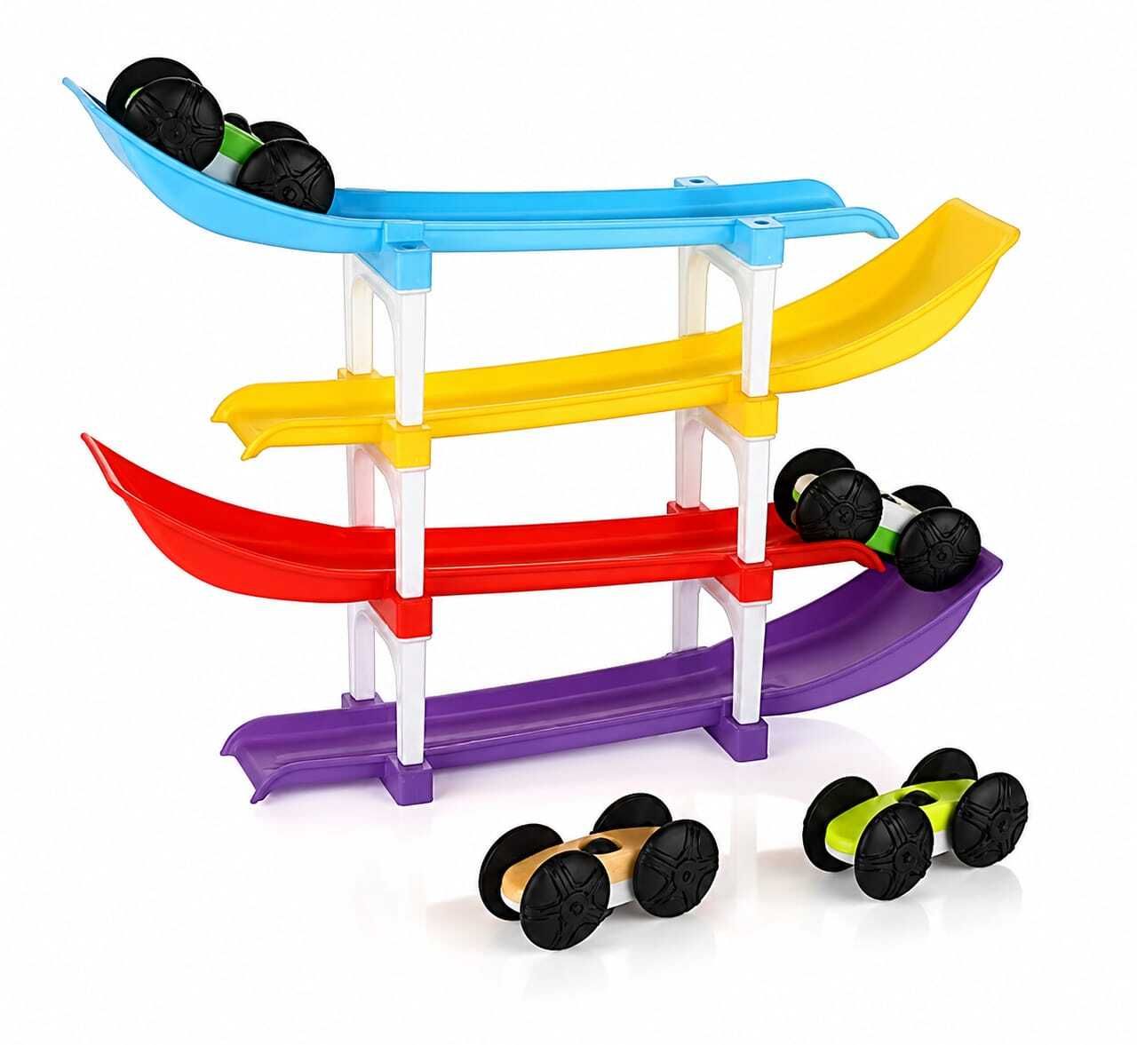 mystic Rainbow Racer Ramp Car Sliding Toy with 4 Levels & 4 Mini Cars for Kids-picture-28