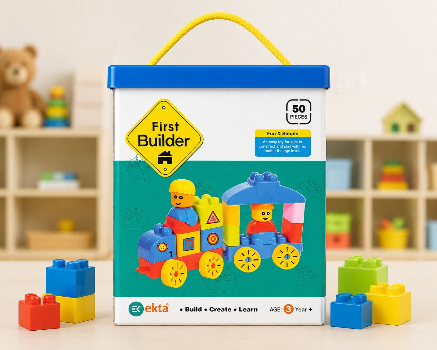 ekta production pvt ltd First Builder 50 PCS Building Blocks Set-picture-33