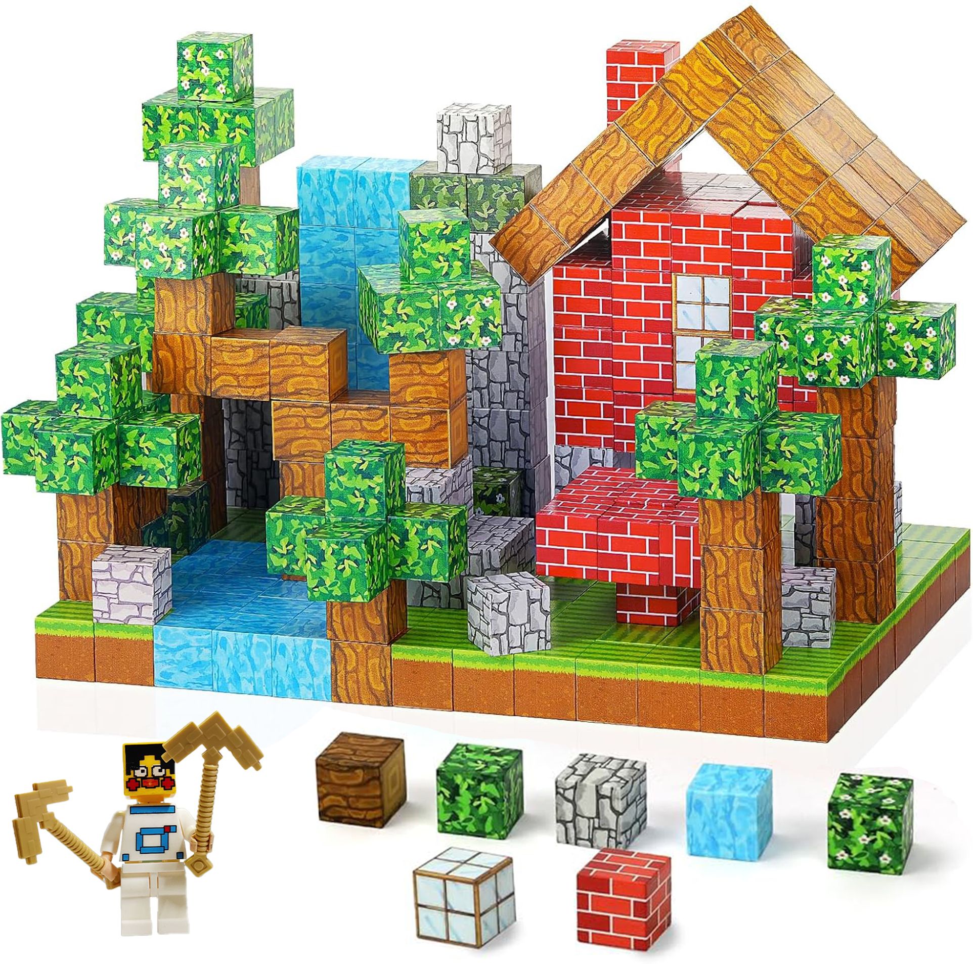 75pcs Magnetic Building Blocks – Mine-Themed STEM Montessori Toy for Kids 3+-image-1