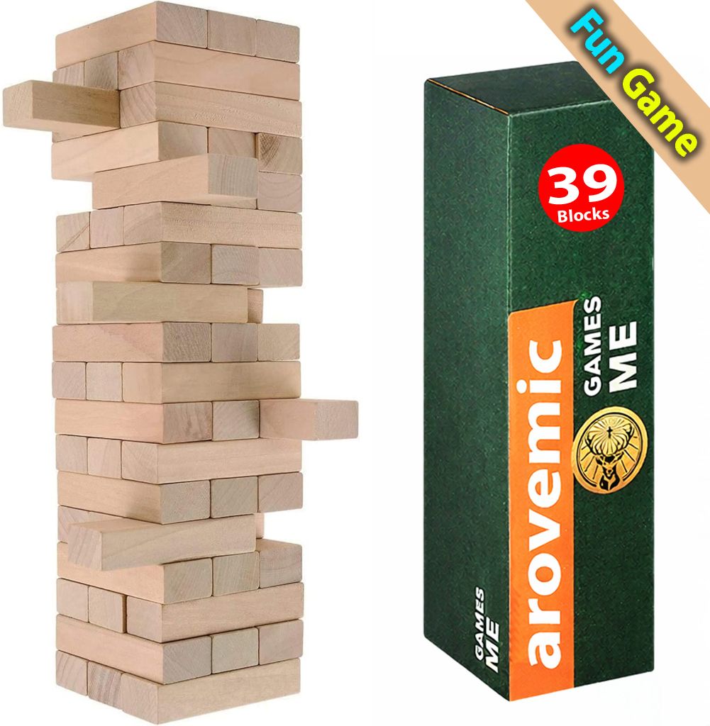 Test your patience with 39 wooden blocks tumbling tower game