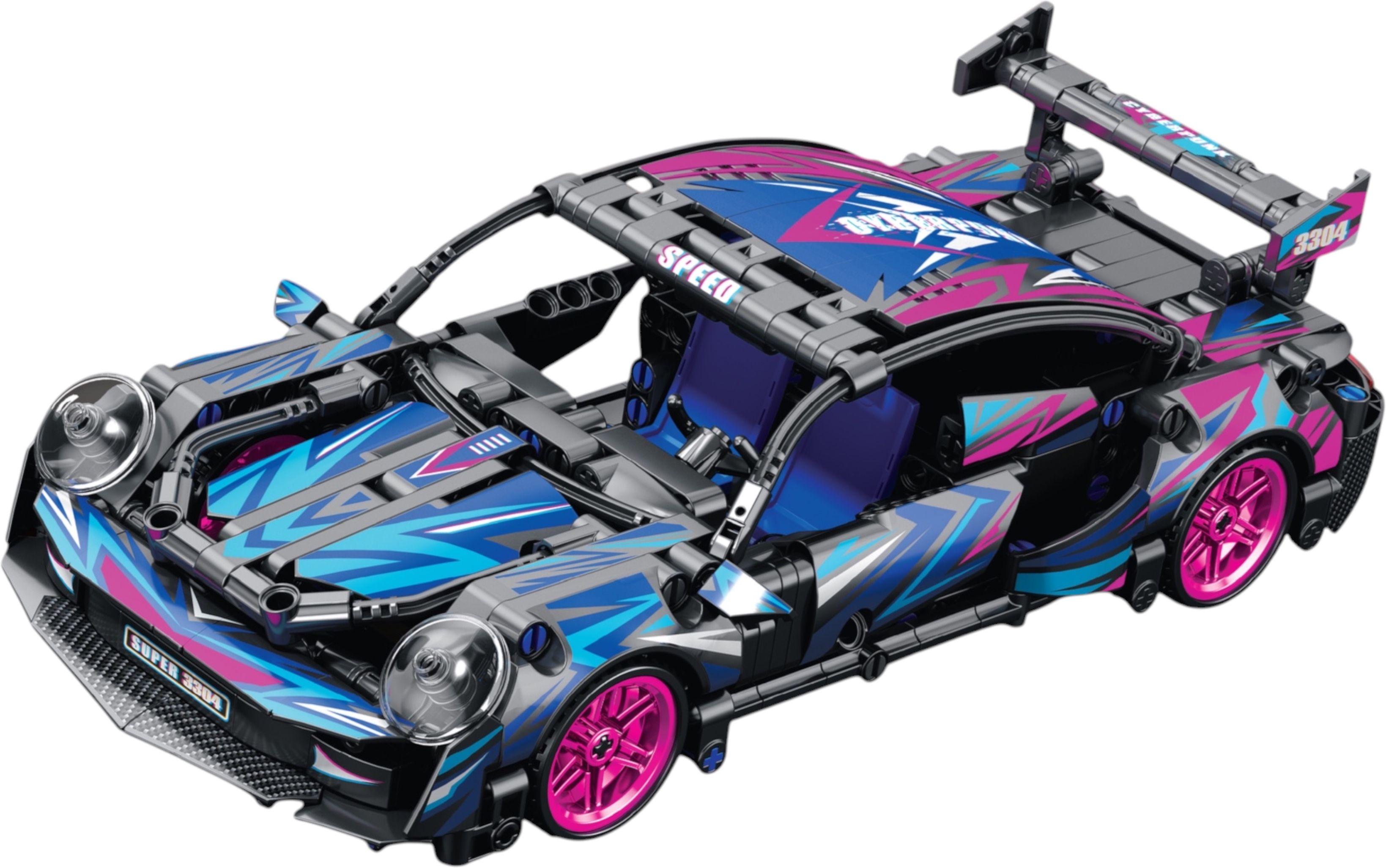 Racing Car Black Sport Adventure Car Building Blocks DIY Construction Toy Model-image-38