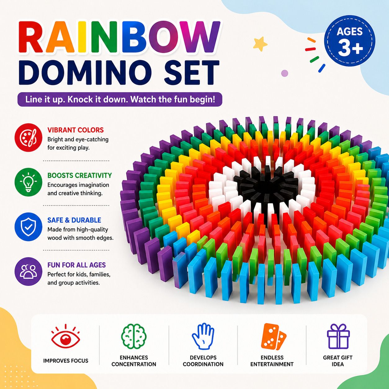 krida 120-Piece Wooden Domino Tile Racing Game 12-Color Set-picture-27