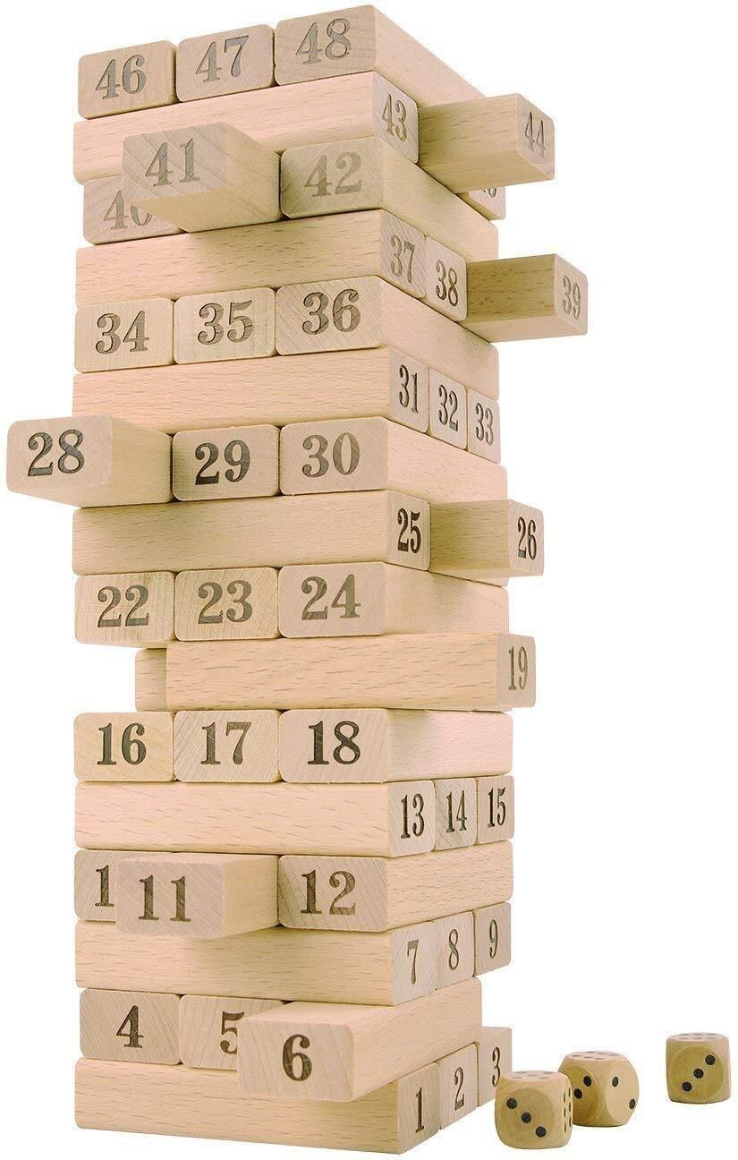 sarnav 51 Pcs Wooden Tumbling Tower Stacking Blocks Balance Game Educational Toy Kids-picture-47