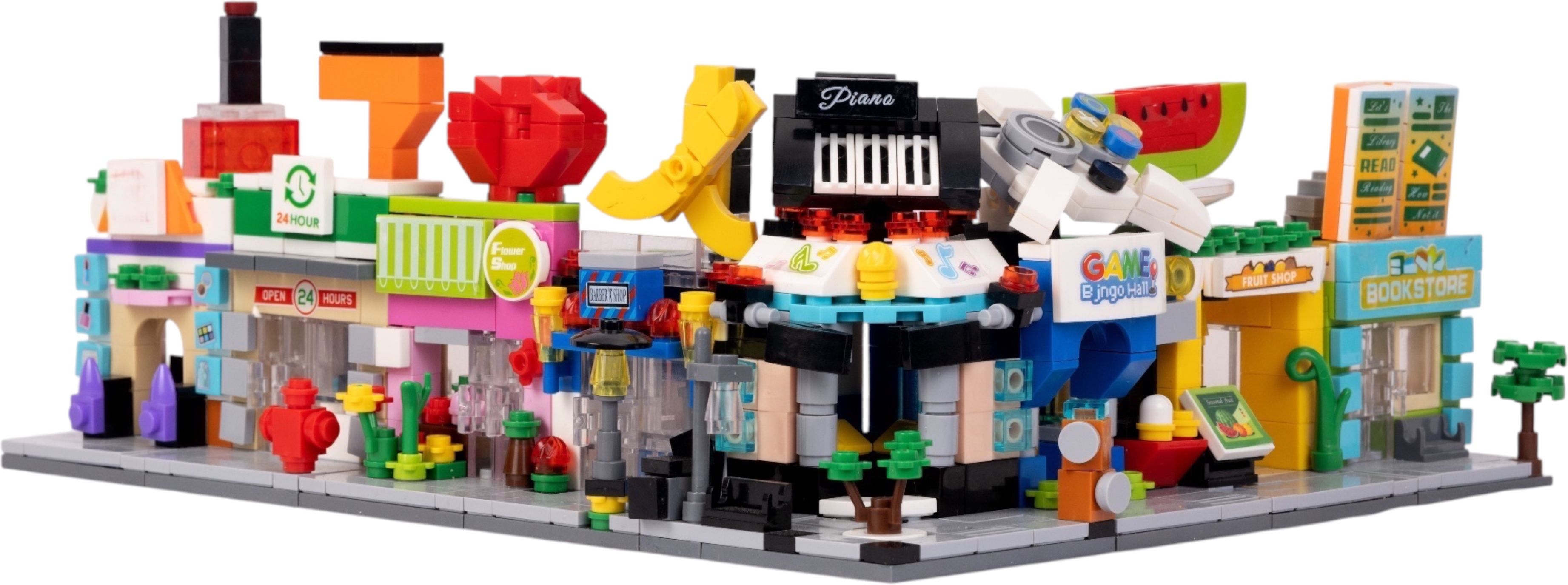 Town Market Shopping Street Building Blocks DIY Toy Play Set for Kids & Adults-image-6