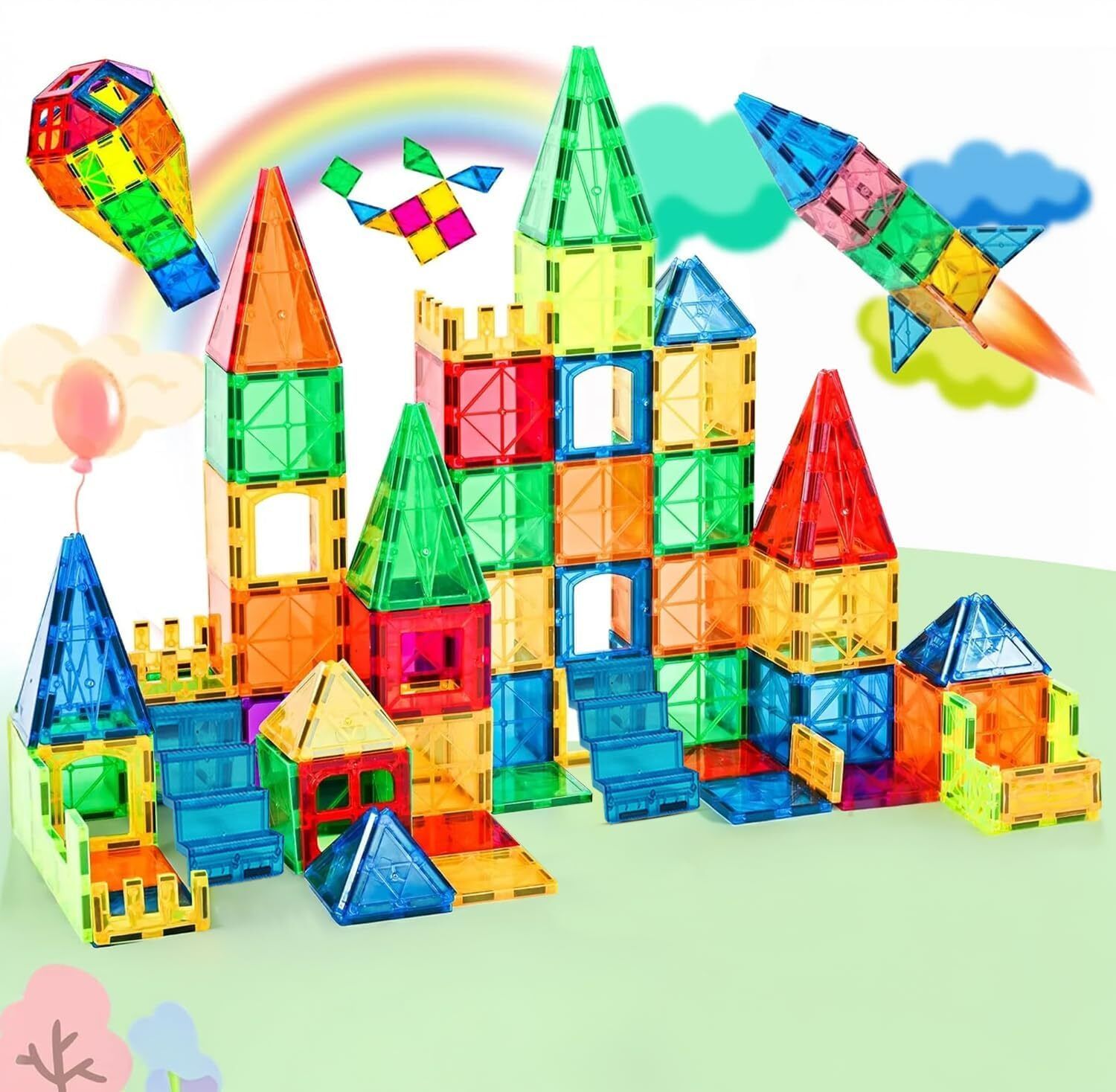 Magnetic Building Tiles toys for Kids STEM Educational creative montessori Block-image-29