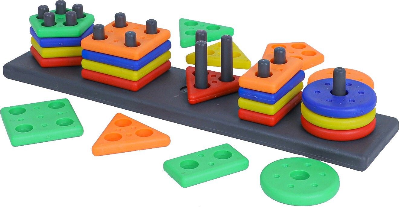 Intellectual Smart Activity Fun and Learning Geometrics ,Shape Matching Five Column Blocks Educational & Learning Toys Sorter, Color Choose Stacking Block Game for Kids baby (Geometric Board)-image-33