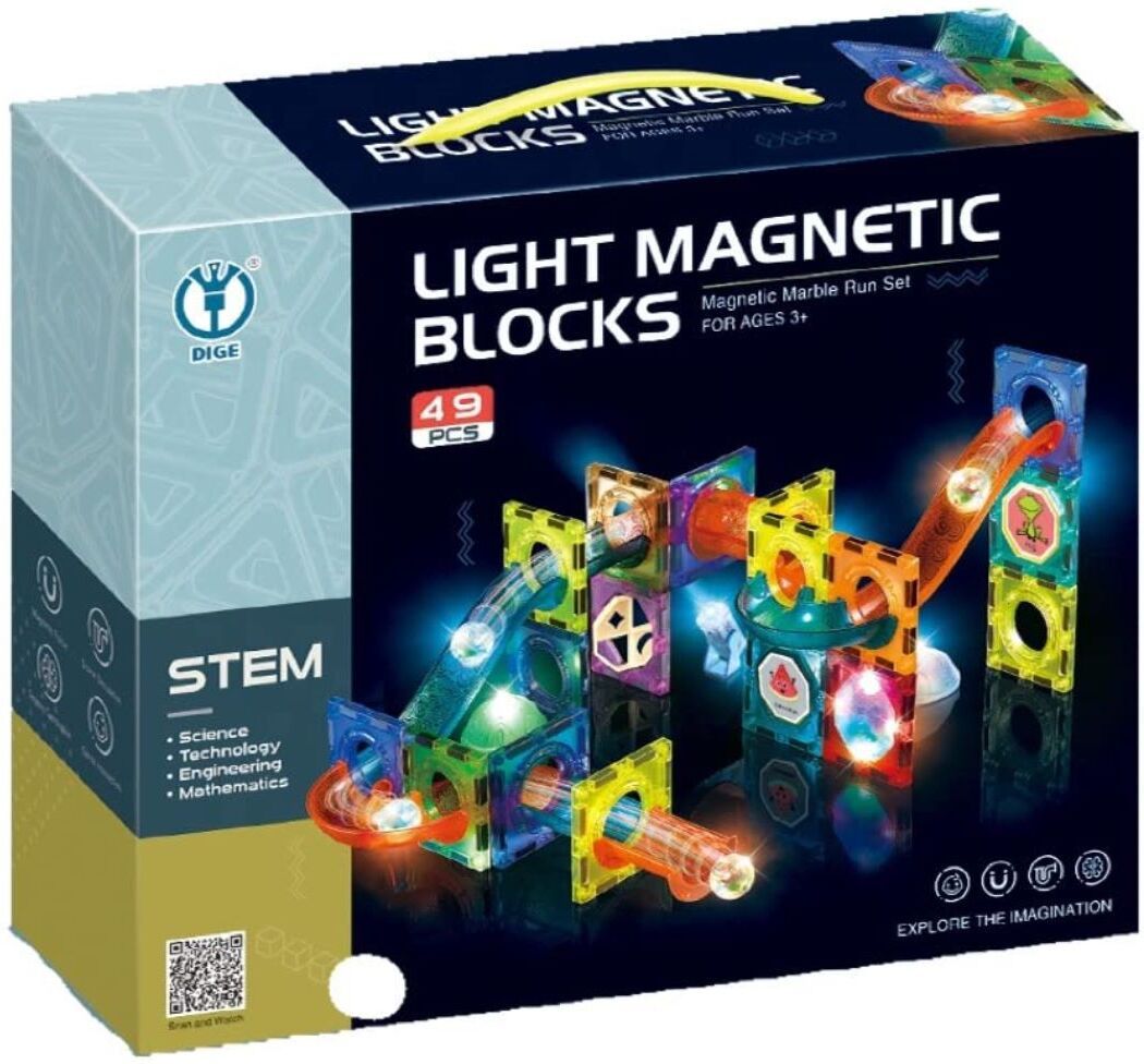 kidzblend 49 Pcs Light Magnetic Tiles Building Blocks | 3D STEM Educational Toy for Kids-picture-24