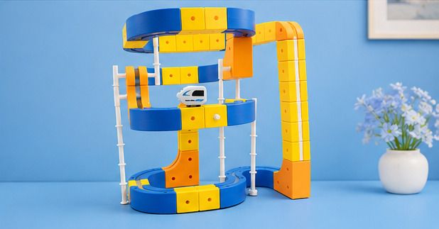 Kids Smart Track Builder Kit with Magnetic Car 130 Piece Construction Set-image-41