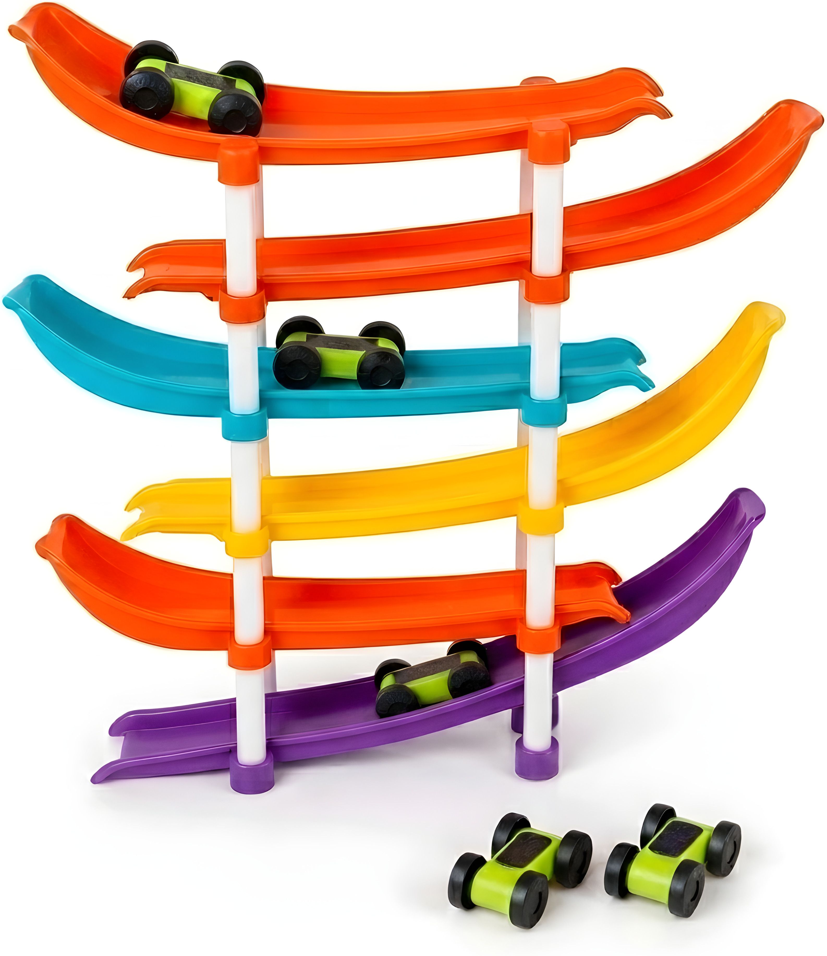 tileez Kids Zig Zag Car Ramp Track Toy with 4 Mini Cars Educational Racing Game Set-picture-36