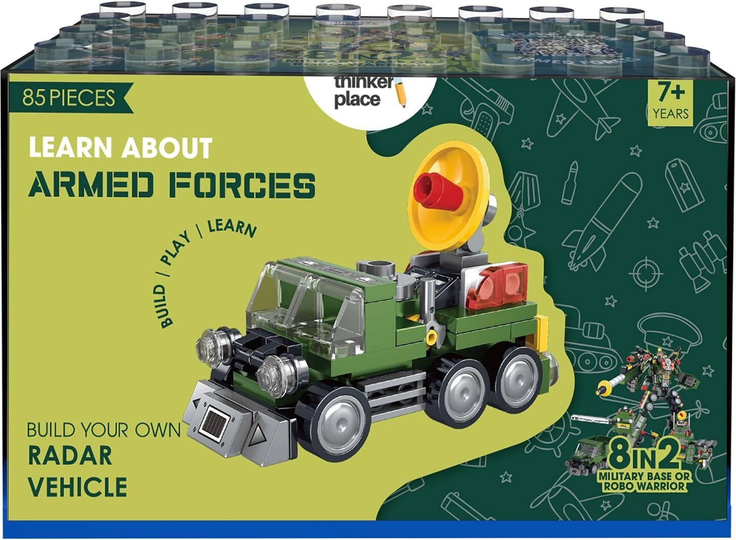 thinkerplace STEM Armored Vehicle Building Blocks Set (85 Pcs) | DIY Reconnaissance Radar-picture-10