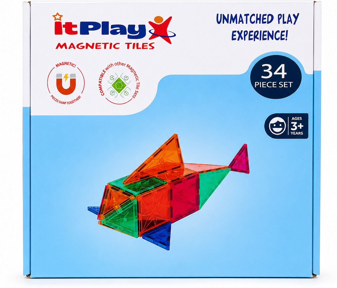 itplay Magnetic Tiles 34 Pieces Building Blocks Set | Educational Toy for Kids Age 3+Yr-picture-16