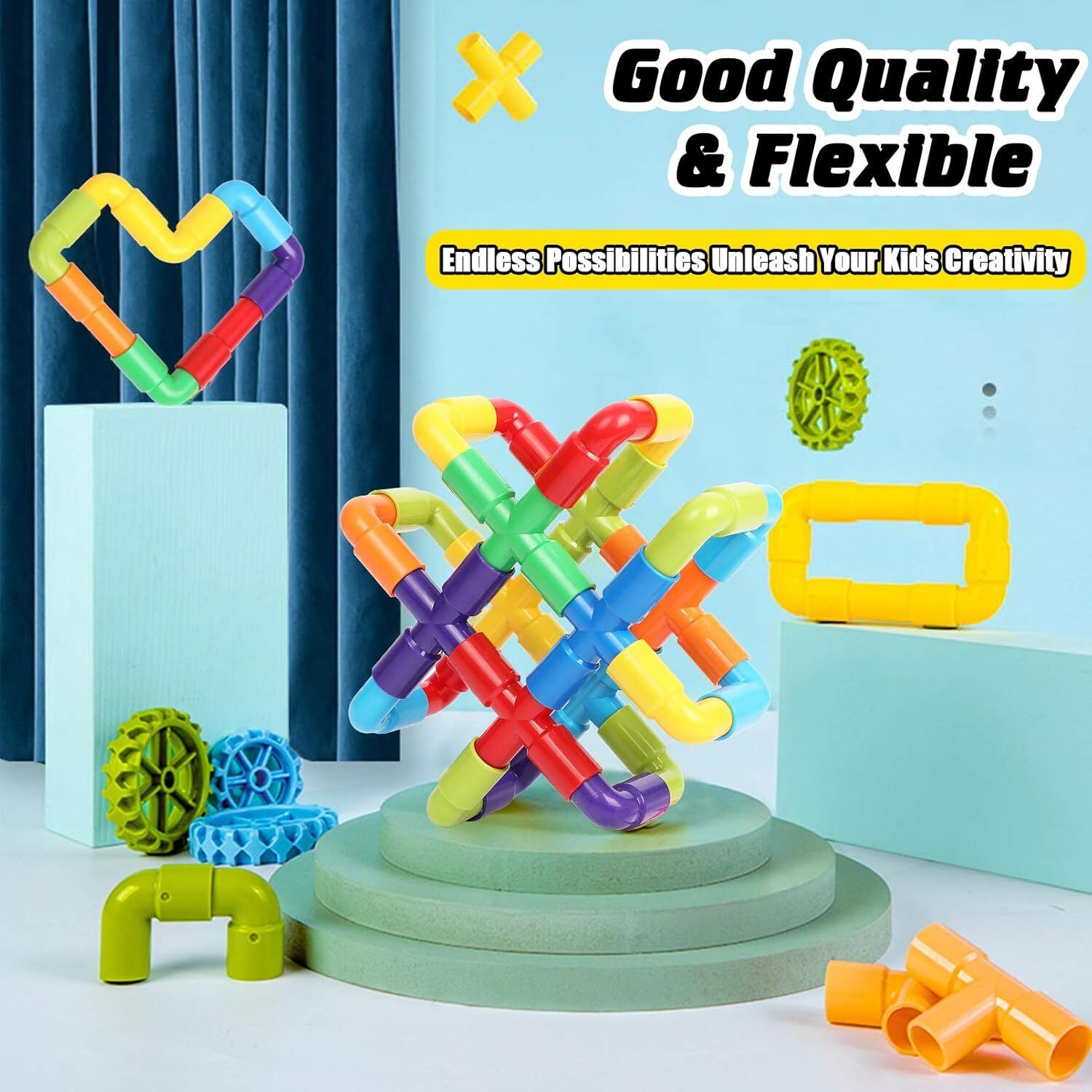 Multicolor Pipe Building Blocks Set-image-43