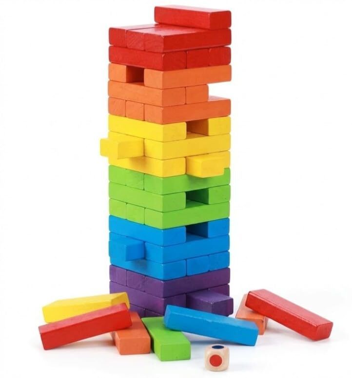 buck toy store Wooden Colorful Tumbling Tower Blocks Educational Toys for Brain Development 54P-picture-13