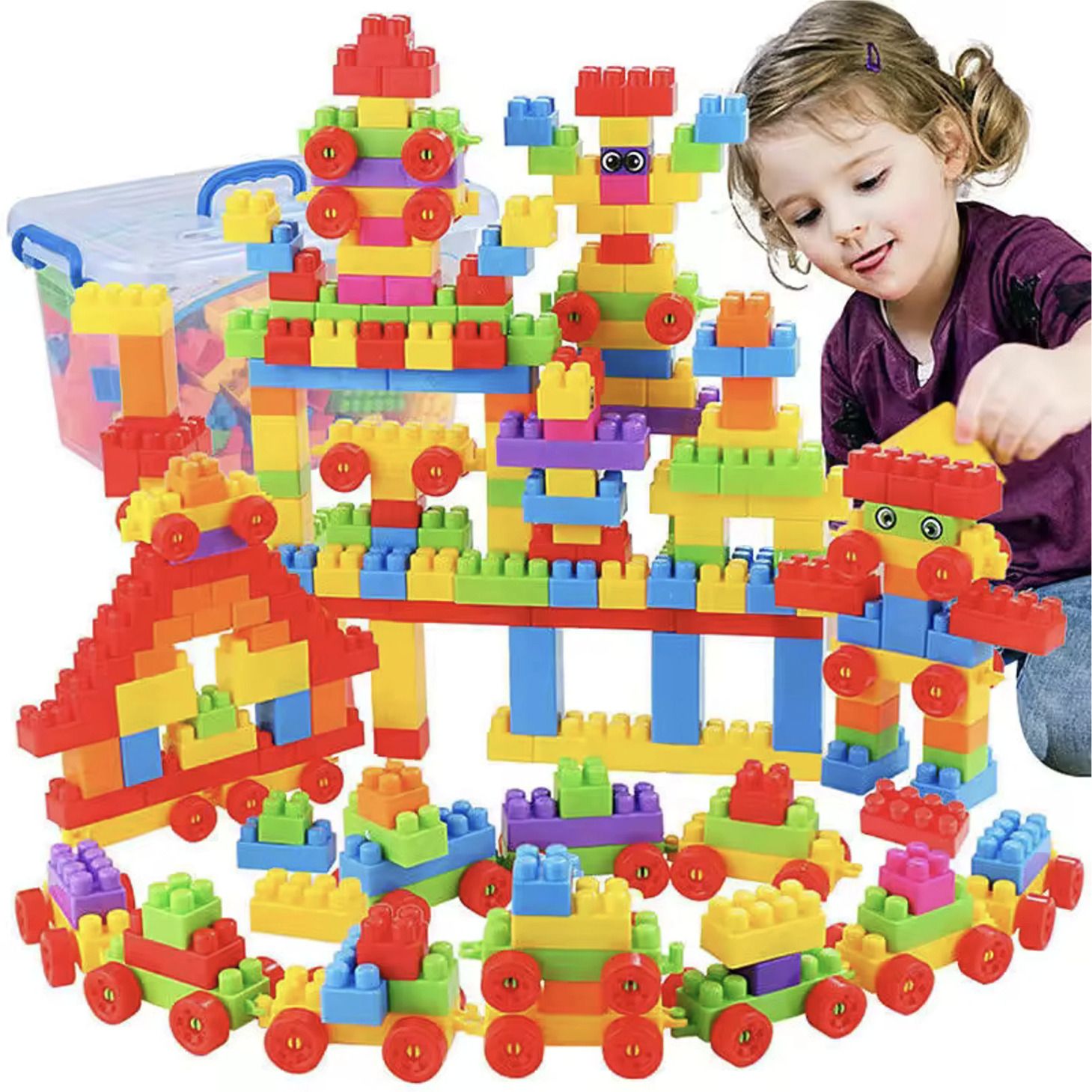 be bright Building Blocks Set for Kids | Multicolor DIY Construction Blocks with Wheels-picture-3