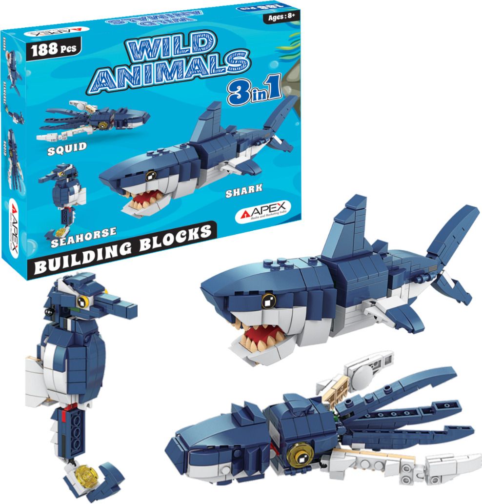 apex media and marketing india 3 in 1 Ocean Animal Blocks Set | Construction Kit | Educational & Creative Block-picture-22
