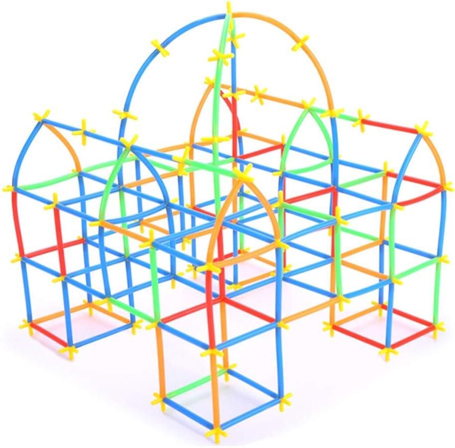 pulsbery Stitching Straws Build Blocks Creative Toy for Kids Plastic Brick Set-picture-4