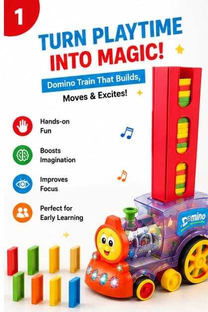 premchand interprises Smart Musical Automatic Domino Train Educational Building Toy Set Kids-picture-47