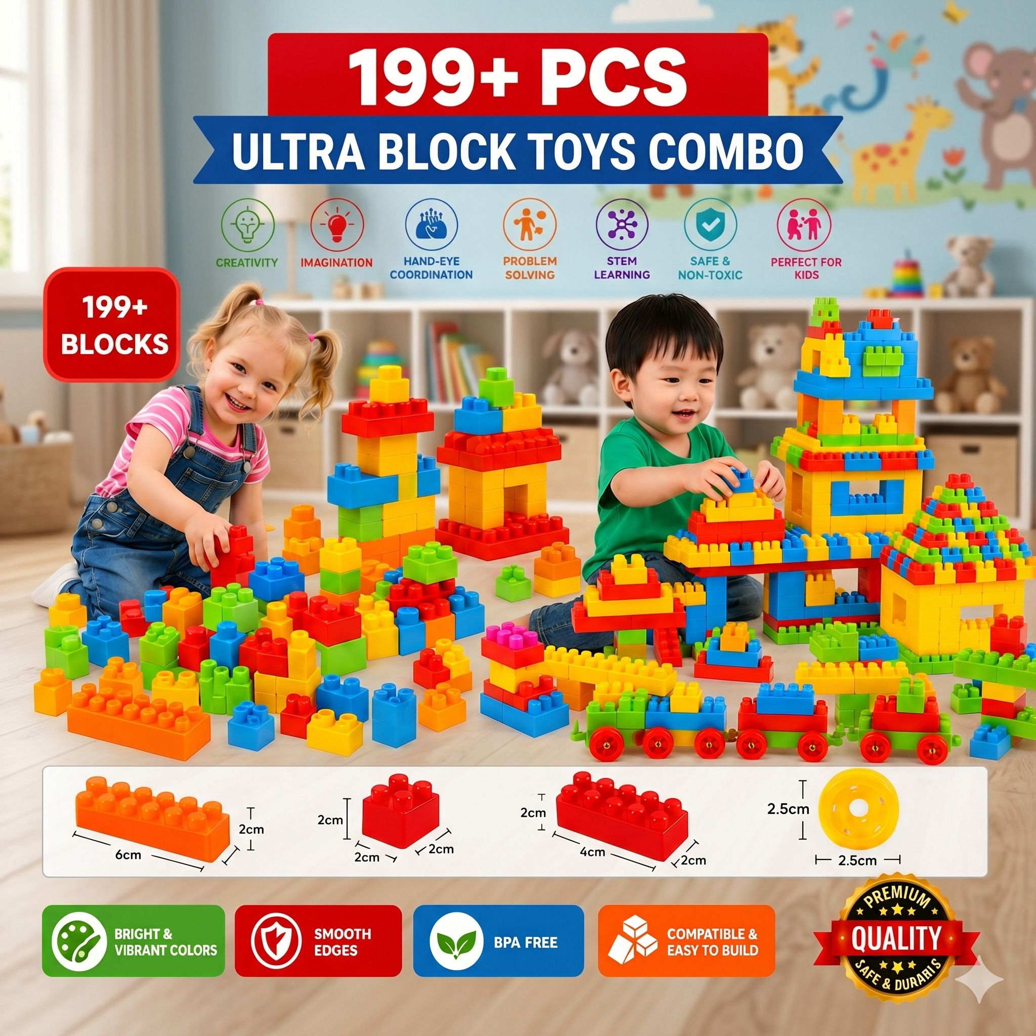 alafi 199+ PCS Building Blocks Set for Kids Educational STEM Learning Toy Bricks-picture-17