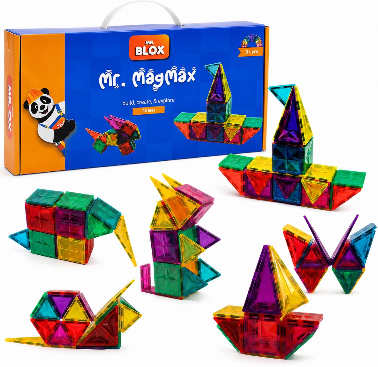 Mr. Magmax | 38 pc Magnetic Tiles for kids| Magnetic Building Blocks-image-20