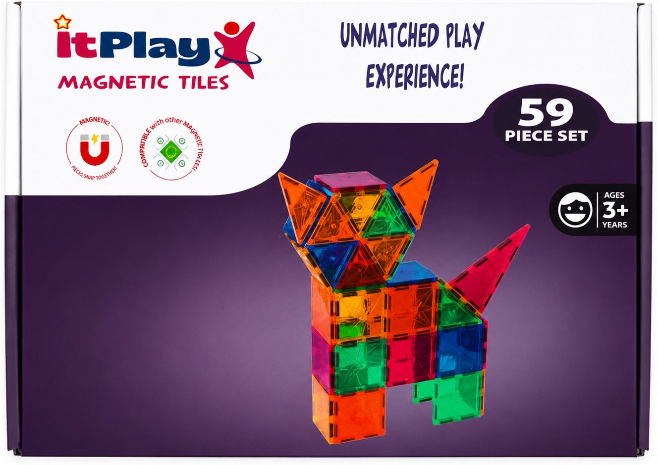 itplay Magnetic Tiles Building Blocks Toy Set 59 Pieces | Toy for Kids Age 3+ Yr-picture-47