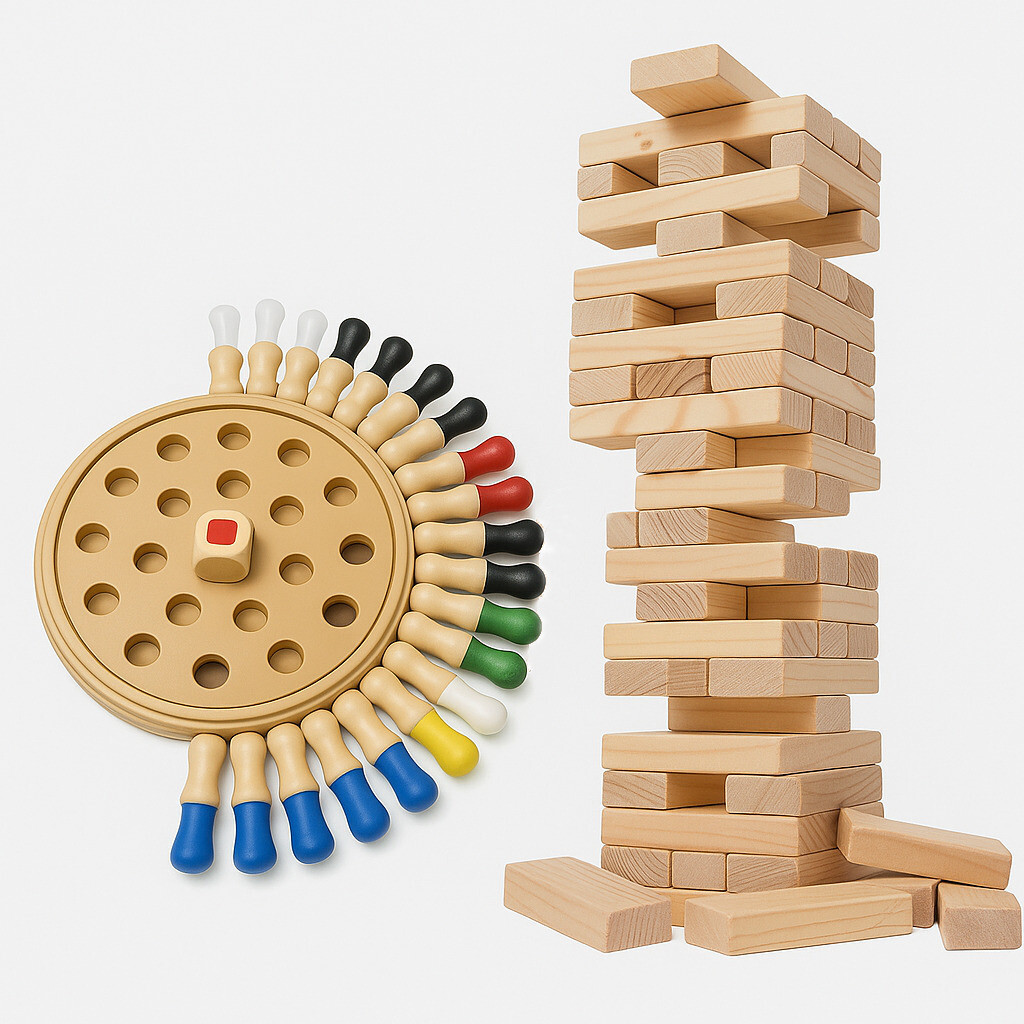 arovemic Memory Chess & Jenga Combo | 2-in-1 Educational Fun Game Set for Kids (3+ Years) image 1
