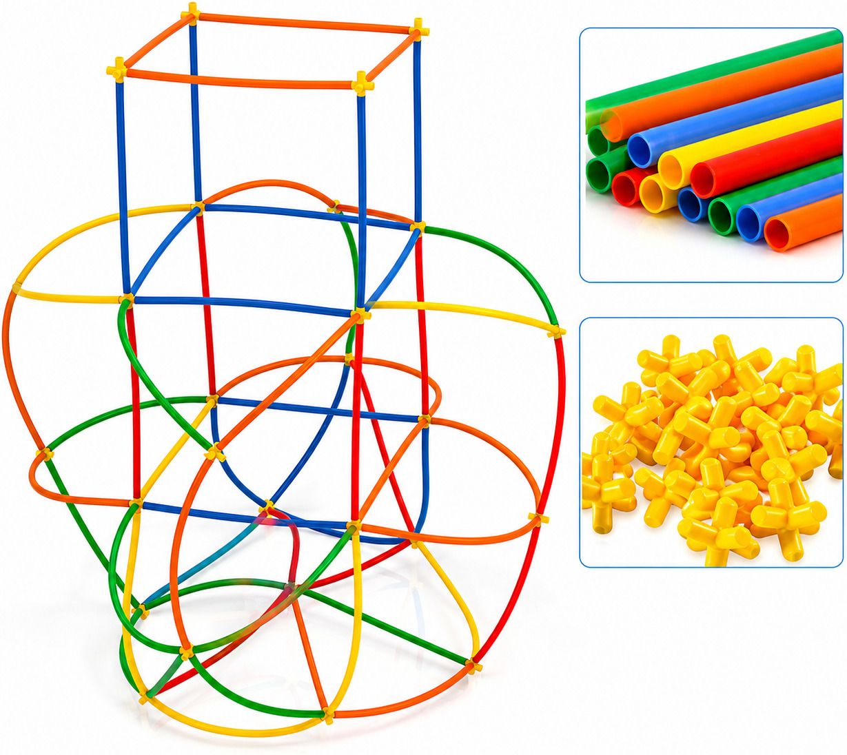 ayuviora 100 PCS Straw Blocks for Kids 3-8 Years Educational Smart City Game multycolour-picture-30