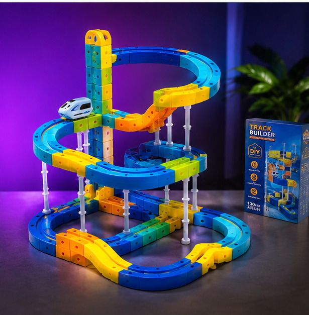 thywill solutions DIY Marble Run Building Blocks Set with Rolling Ball Track 130 Pieces-picture-12