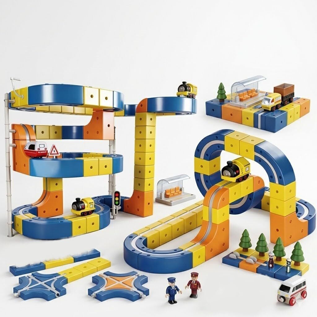 Creative Magnetic Railway Construction Toy Set with Electric Train for Kids-image-12