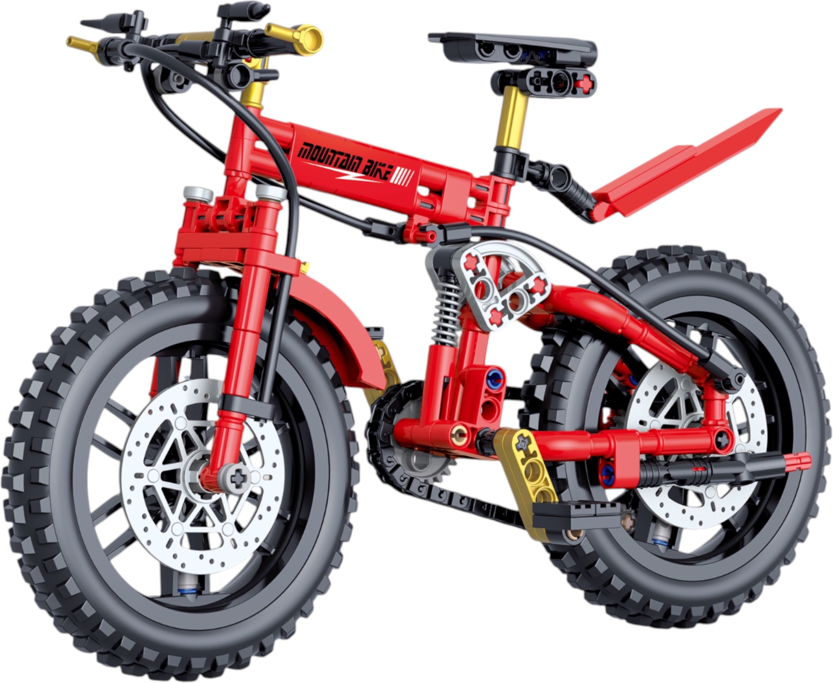 Mountain Bike-Red Adventure Building Block Bicycle DIY Construction Toy Model-image-45