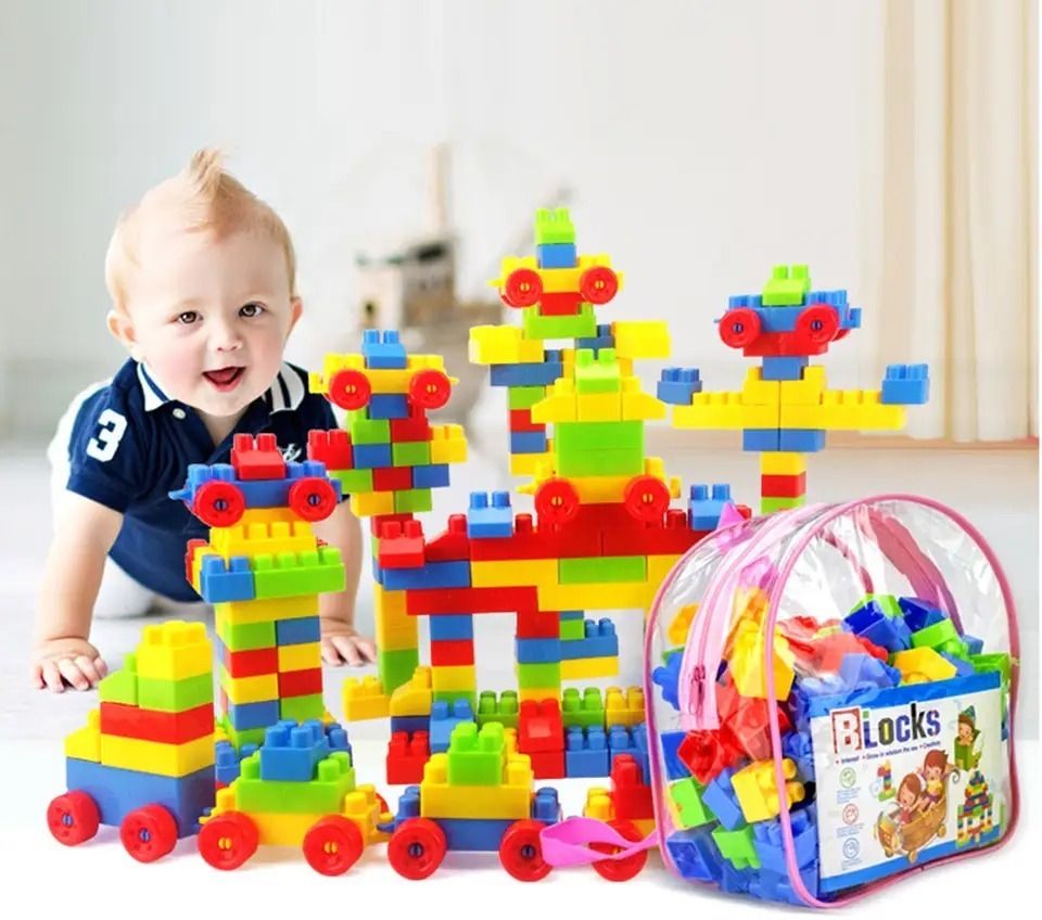 DIY Plastic Building Blocks for Kids with Deluxe Bag packing Blocks 100+pcs-image-18