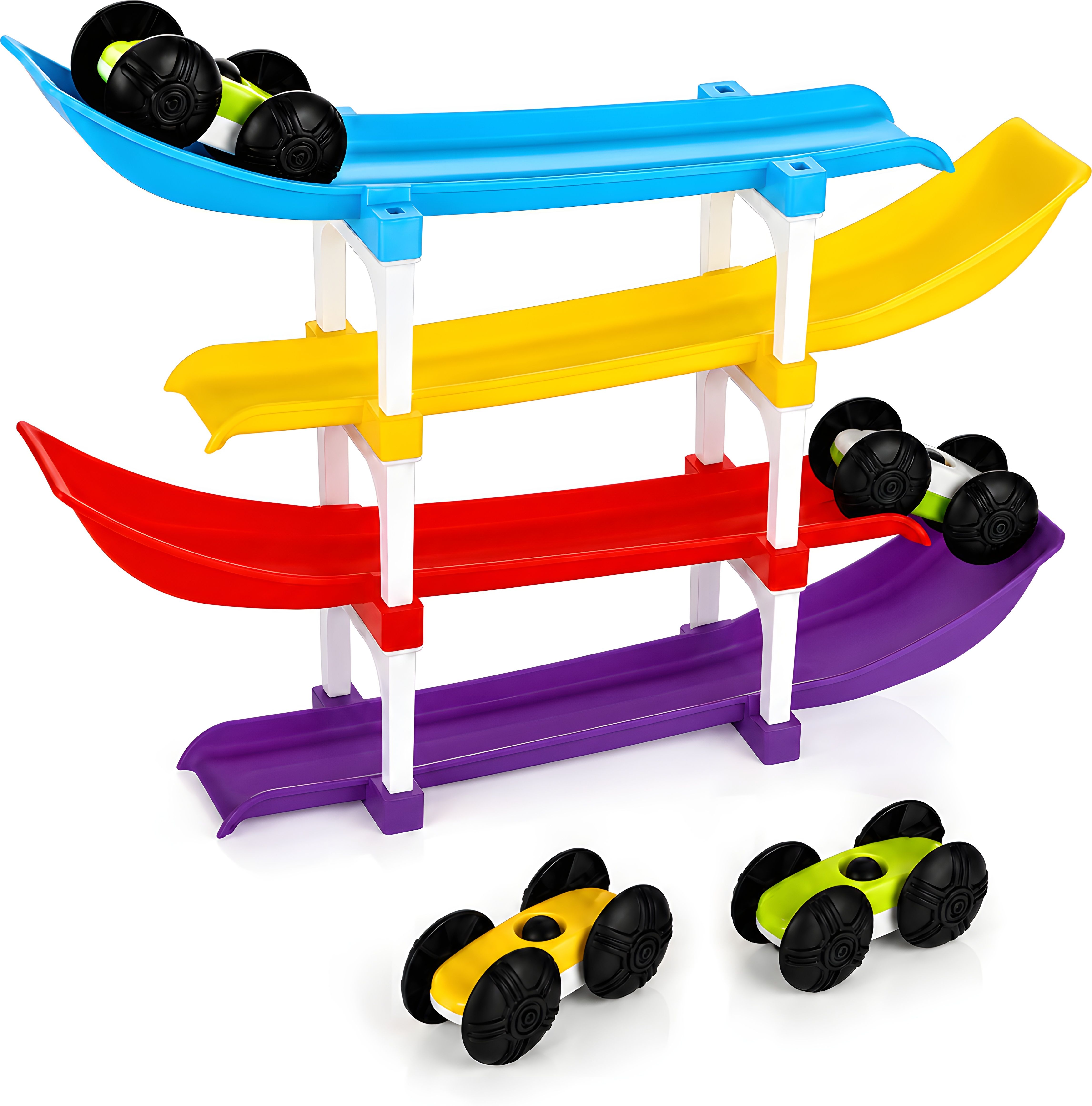 Kids 4 Level Car Racing Track Toy with 4 Mini Cars Educational Fun Toy for Kids-image-5