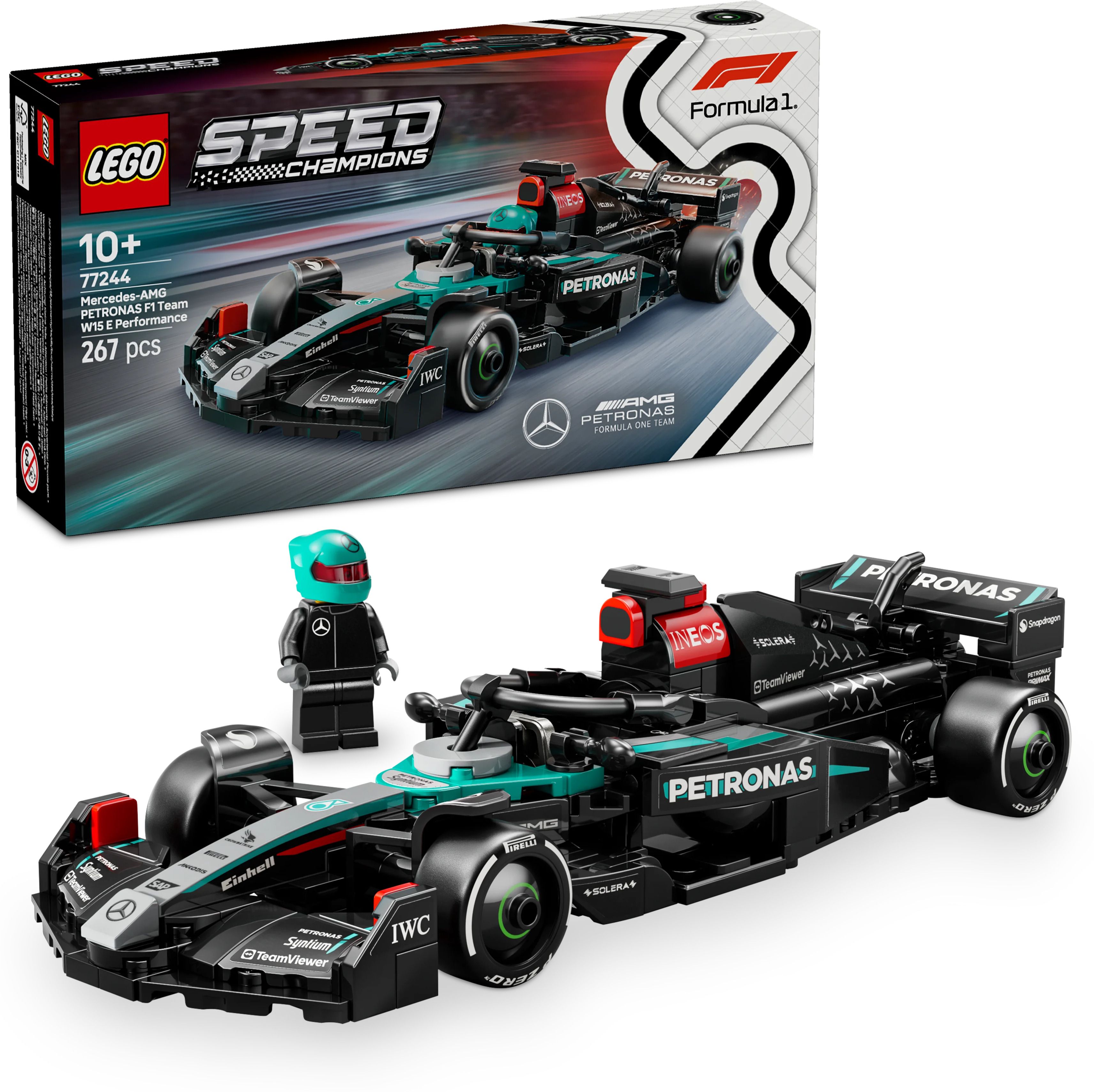 Speed Champions Mercedes-AMG F1 W15 Race Car Toy Vehicle 77244 (267 Blocks)