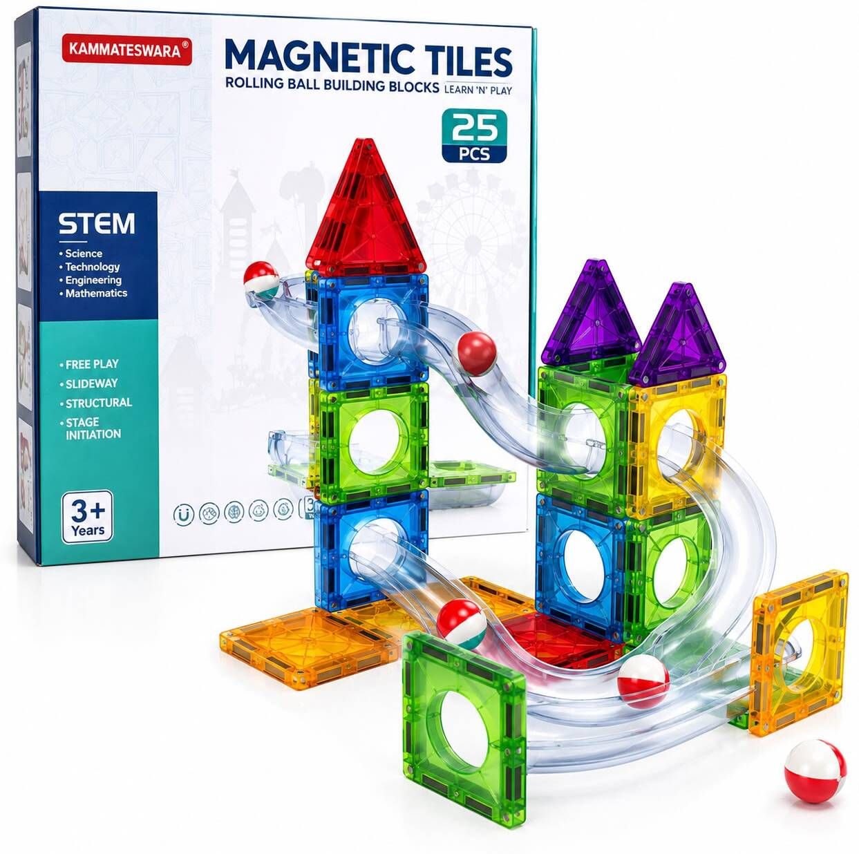 Magnetic Tiles Building Blocks 25Pcs Learning Educational Building Blocks-image-14