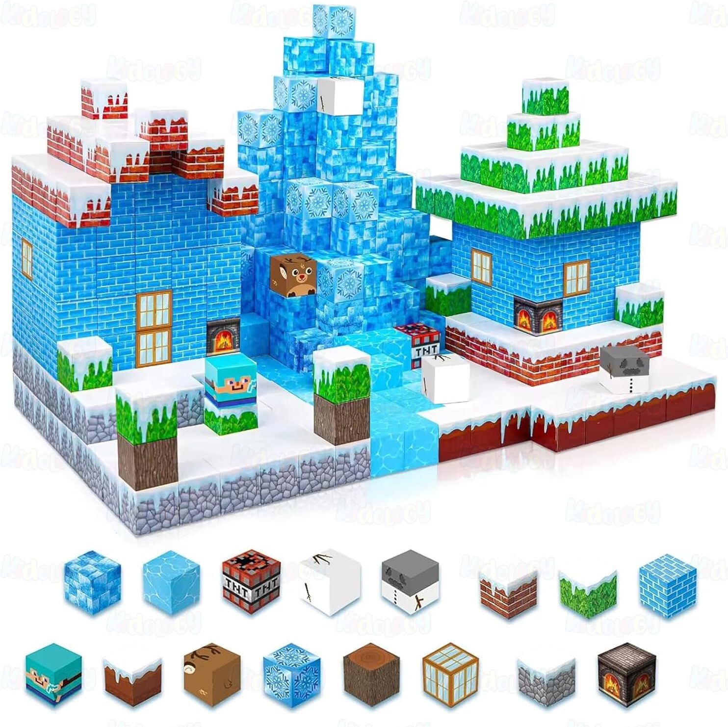 kidology 100PCS Magnetic Blocks Set for Kids |Ice Theme Tiles for 3+ years Kids-picture-27