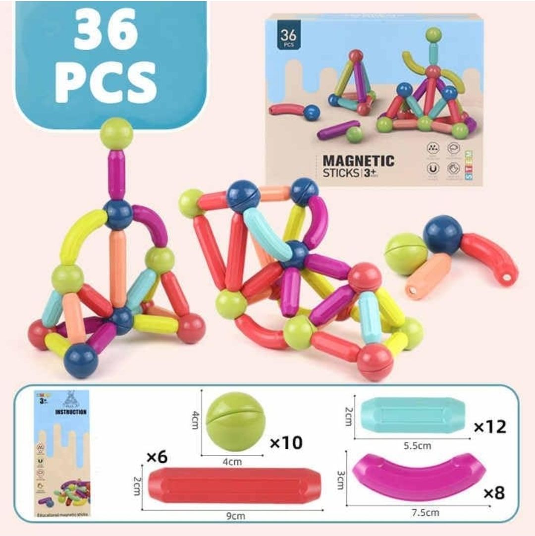 discount worldd 36pcs magnetic sticks block game set for kids learning-picture-17